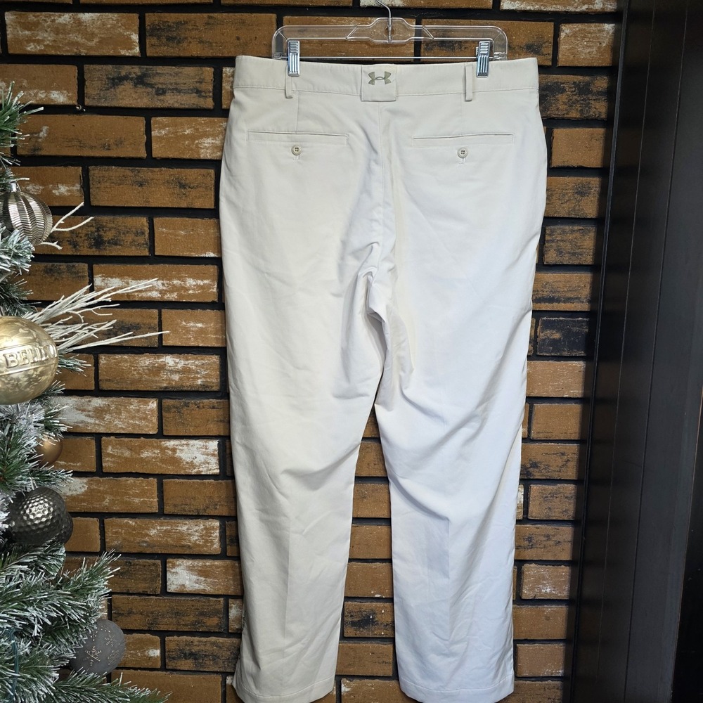 Under Armour Mens‎ 36x30 Performance Golf Pants Mens Beige Cream Wicking Tech - Picture 2 of 13